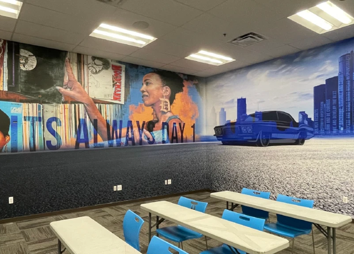 Amazon Detroit Branded Mural in Learning Room